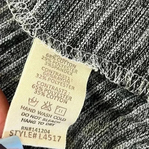 Hem & Thread Gray/White Striped Open Front Cotton/Rayon Waterfall Cardigan SizeM - Picture 10 of 11